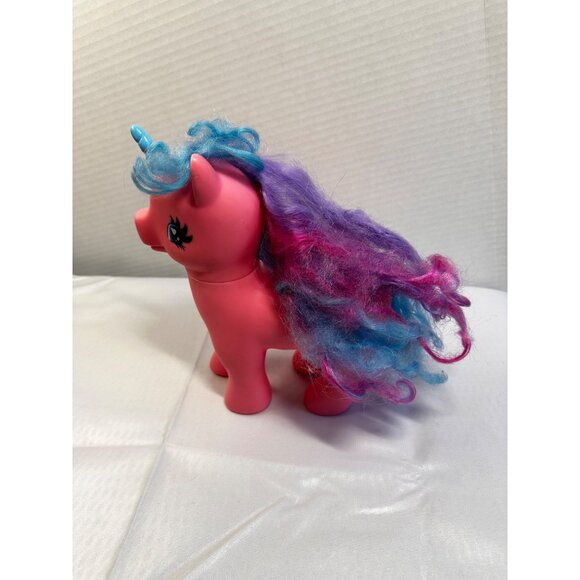 Vtg Gi Go Pony Wonderland Large Unicorn Pink blue horn Rainbow Cutie Mark READ - Picture 5 of 14